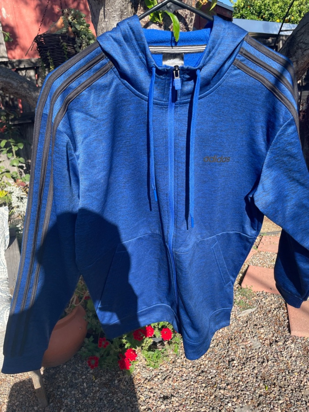 adidas Royal Blue Full-Zip Hoodie with Black Trim